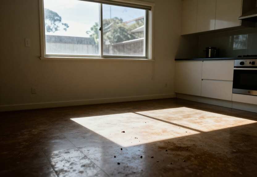 Rodent droppings and damage in a Wiley Park kitchen before treatment